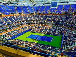 Tennis in the morning-US Open, New York City-2017-Flickr.jpg