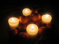Candle lighting a plate of oranges and smarties 1.JPG