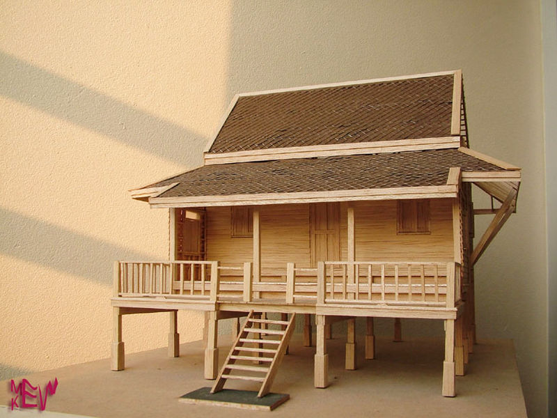 Soubor:Thai house (Central Style), Balsa wood model-Flickr.jpg