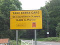 "Take extra care" sign with number of casualties - geograph.org.uk - 839271.jpg