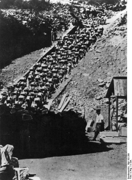 Soubor:Bundesarchiv Bild 192-269, KZ Mauthausen, Häftlinge im Steinbruch.jpg