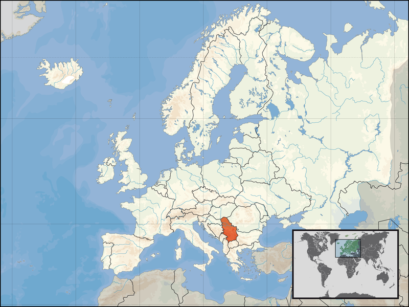 Soubor:Location of Serbia in Europe, Kosovo included.png
