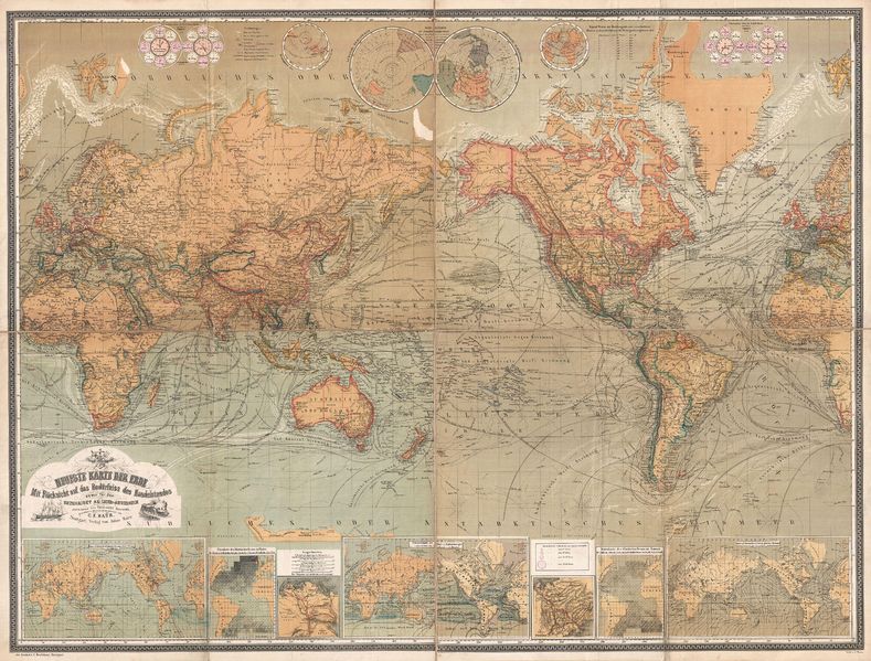 Soubor:1870 Baur and Bromme Map of the World on Mercator Projection - Geographicus - NeuesteKartederErde-baur-1870.jpg