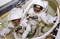 Bernard Harris and Michael Foale prepare to leave airlock - GPN-2006-000022.jpg
