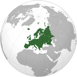 Satelitní ortografický snímek Evropy