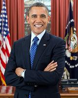 Barack Obama, oficiální portrét prezidenta USA v Oválné pracovně (6. prosince 2012)