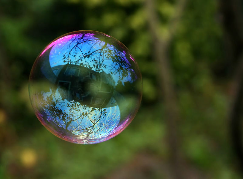 Soubor:Reflection in a soap bubble edit.jpg