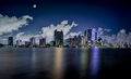 Moon over Miami. View of moon and Miami skyline from the Rickenbacker Causeway, Miami, Florida-Flickr.jpg