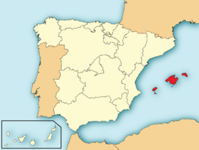 Ibiza na mapě Baleárských ostrovů