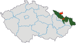 České Slezsko po roce 1920 na mapě České republiky