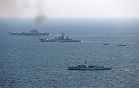 HMS St Albans, Russian Warships Petr Velikiy and the Admiral Kuznetsov-2017-Flickr.jpg